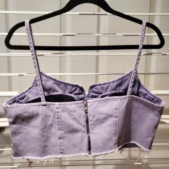 Co-ord Demin Notch Crop Top - Picture 2 of 2